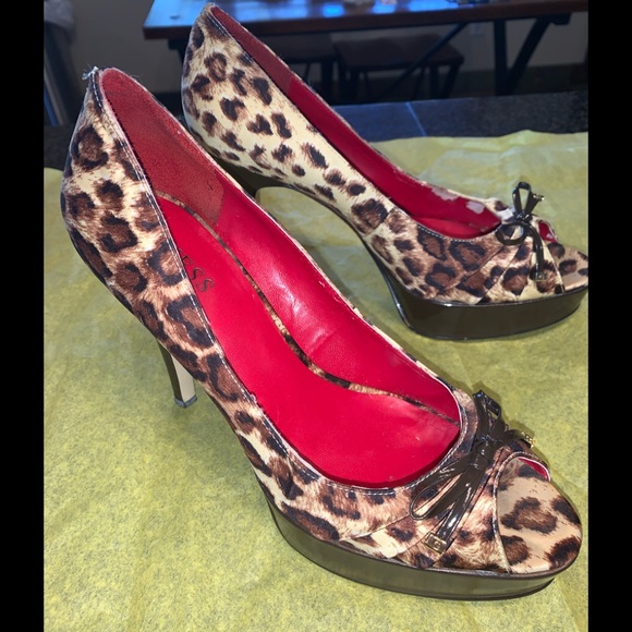 Guess by Marciano Shoes - Guess by Marciano Leopard Peep-toe Heels
